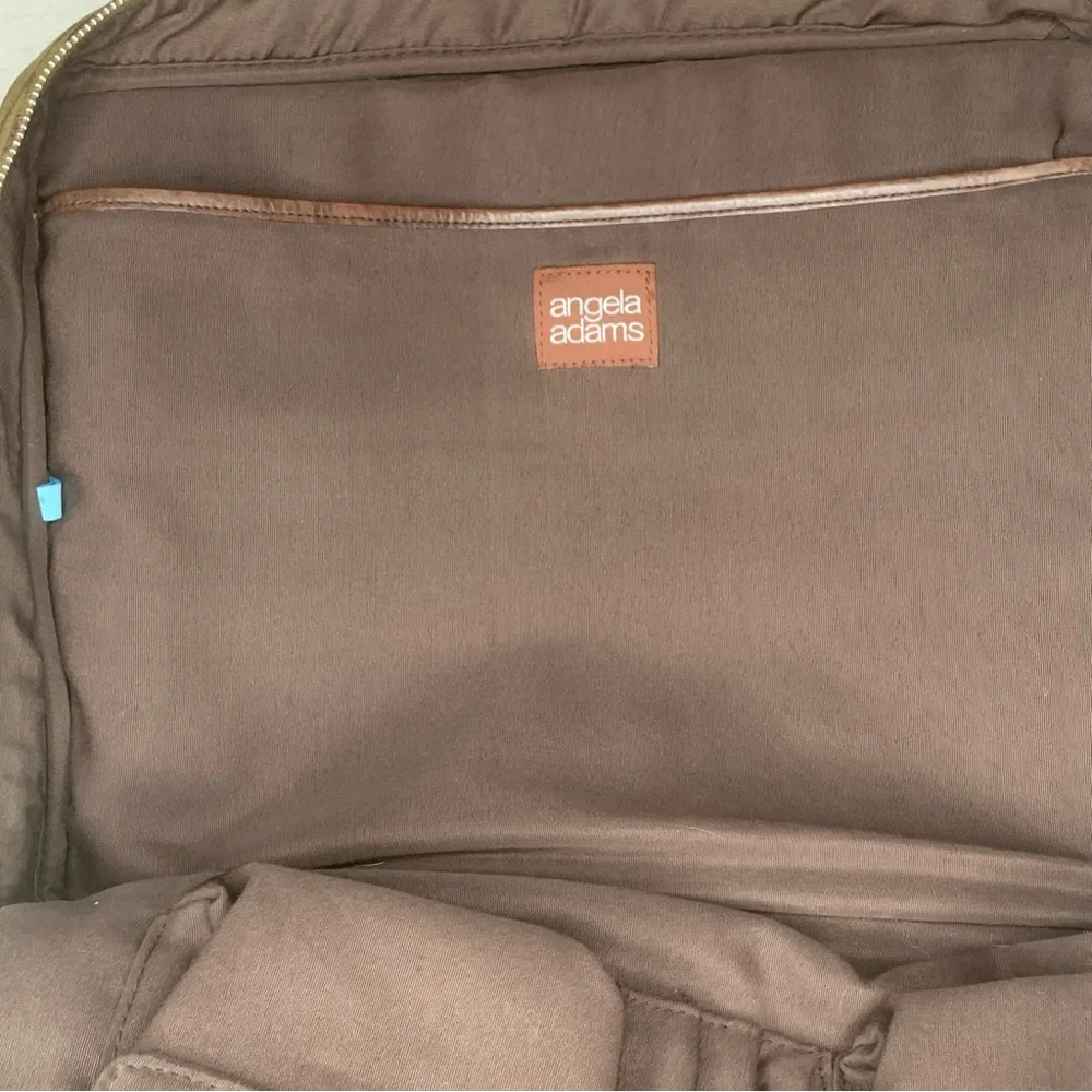 Angela Adams Retired Green Teal Canvas Shoulder Tote Satchel Geometric Bag HTF